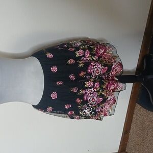 City Studio Black Floral Lace Top Skirt Size 9